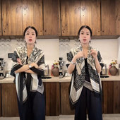 雪花棉质130大方巾轻奢百搭时尚 通用轻薄幻境 百搭女围巾披肩四季