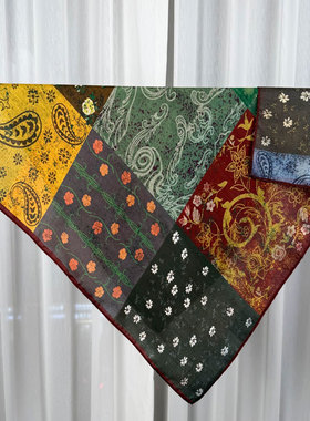 柳暗花明九宫格双面双色新款围巾女时尚丝巾柔软舒适70方巾丝绒棉