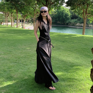 普吉岛外景26年夏季新款 美式小众皱感设计宽松大摆量半身裙女