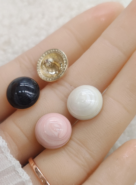 高端金属纽扣圆形装饰扣大衣西装外套百搭扣子女士金粉色黑色白色