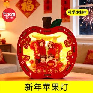 新年礼物创意小礼品新年苹果灯手工DIY儿童益智拼装 玩具创意摆件