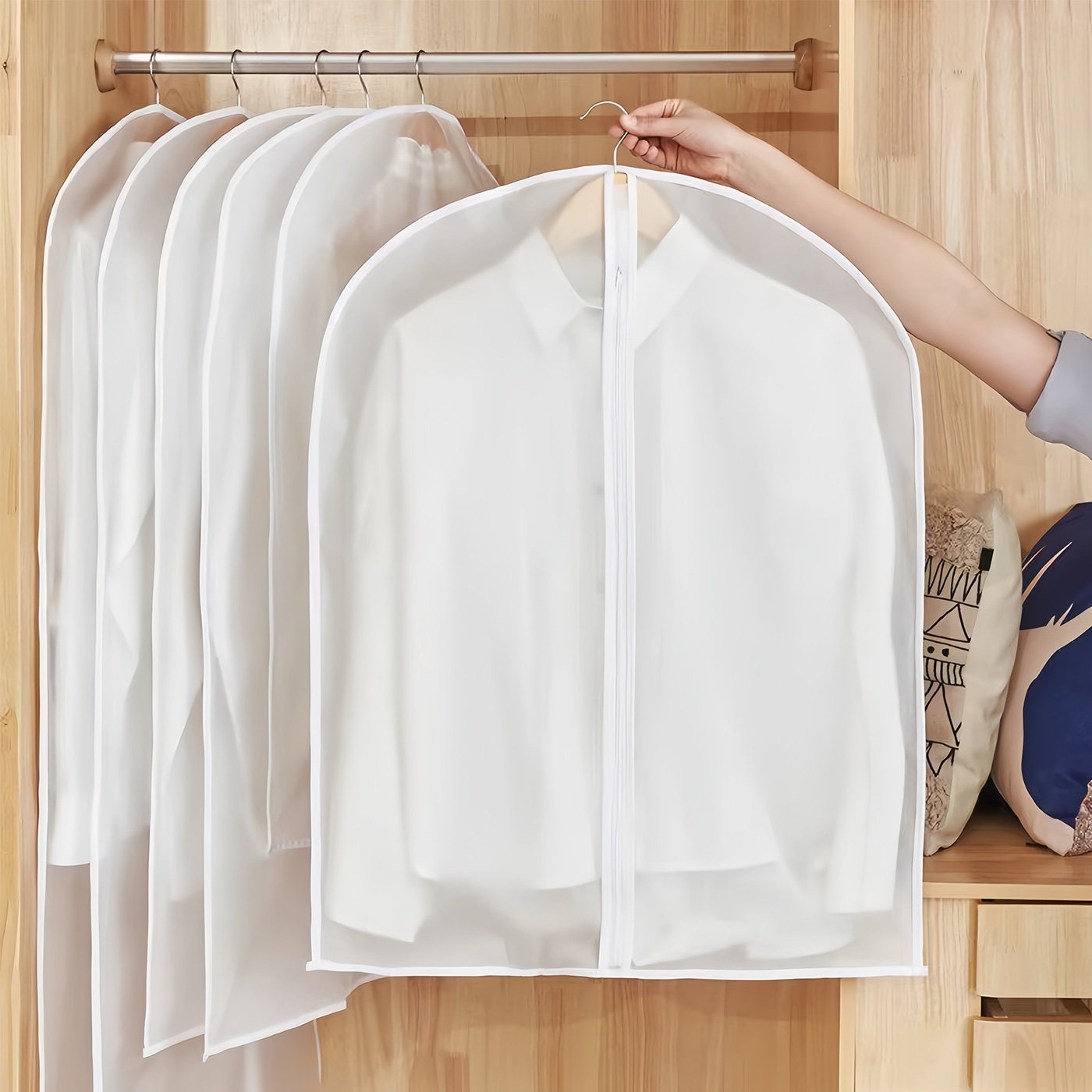 家用衣服防尘罩衣柜大衣挂袋透明防尘袋挂式宿舍衣物遮灰防尘套