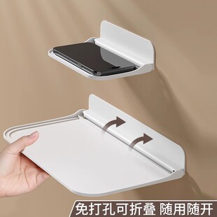 可折叠墙上置物架卫生间浴室宿舍床头边免打孔壁挂式收纳架壁挂架