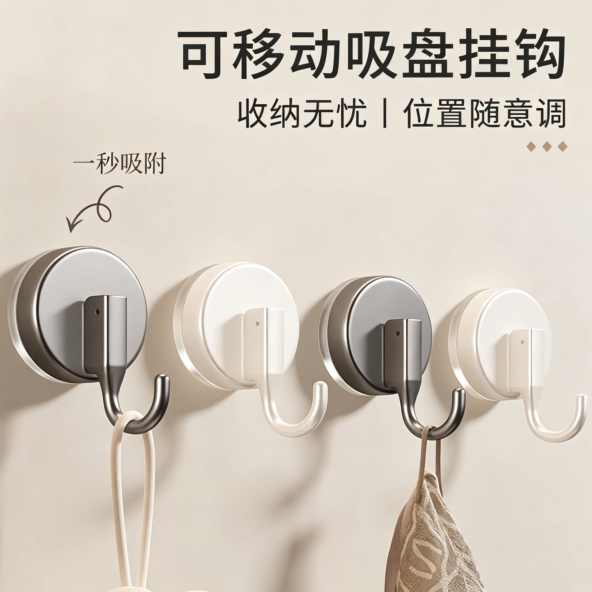 免打孔无痕吸盘强力承重挂钩图片