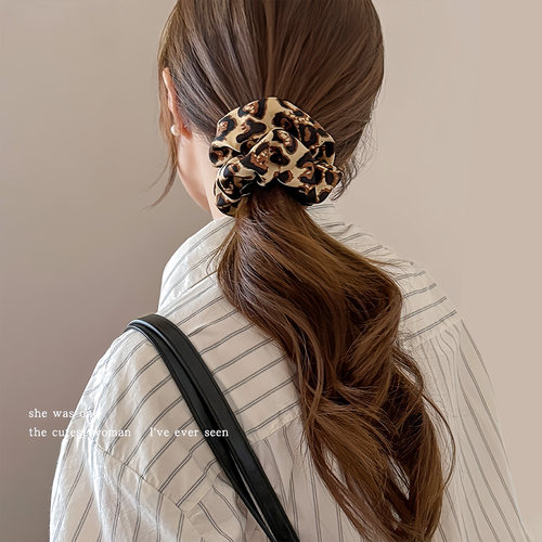 欧美百搭干禧辣妹豹纹大肠发圈女高级感马尾辫头圈发绳橡皮筋配饰