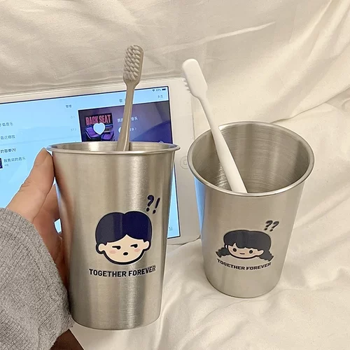 不锈钢新款情侣洗漱杯漱口杯防摔