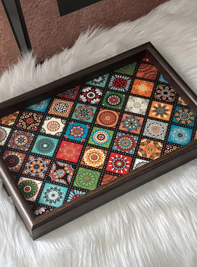 高档复古茶盘胡桃木首饰长方形轻奢木质收纳酒杯茶水文玩茶盘托盘