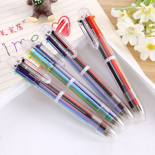 6色筆芯圓珠筆文具 韓國可愛創意學生用多色彩色小清新油筆手帳筆