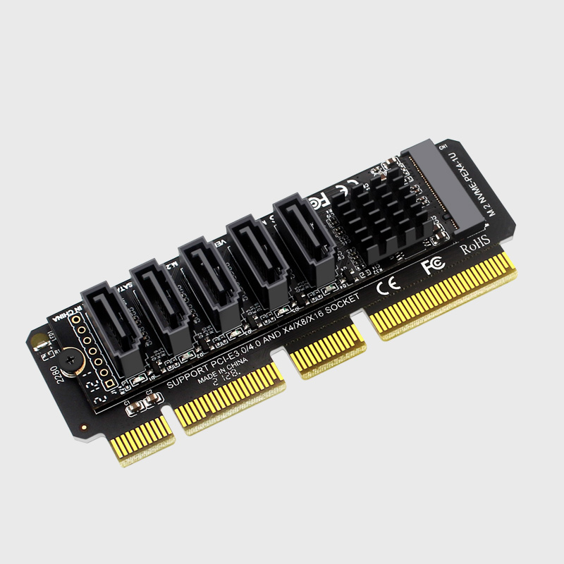 M.2NVME-PCI-E X4 X8 X16 转SATA5口转接卡JMB585芯片 电脑硬件/显示器/电脑周边 连接线/航插线/连接器/转换器 原图主图