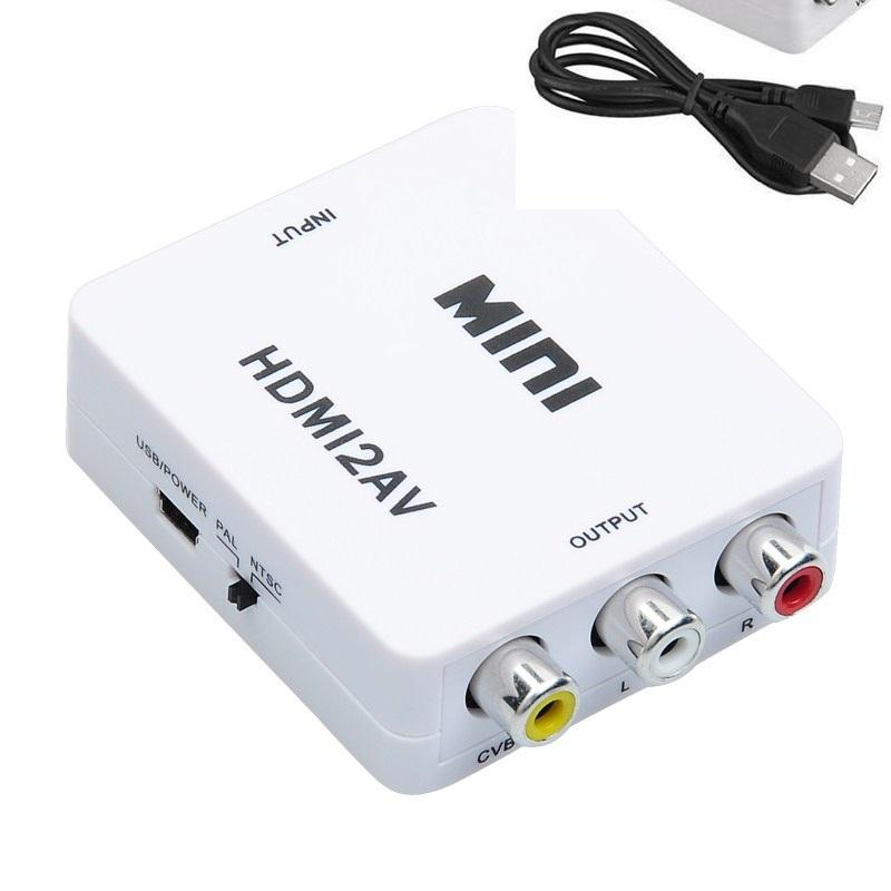 HDMI转AV高清转换器 HDMI转RCA HDMI转CVBS1080P机顶盒电脑笔记本