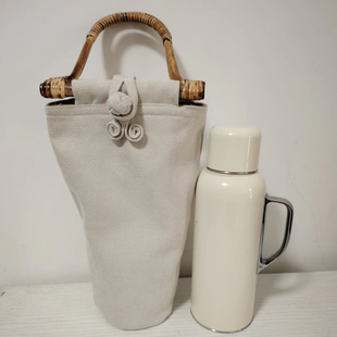 学古大号套古典杯套传家壶迷你保护套收纳袋子新中式木柄包文艺风