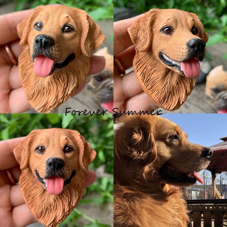 无尽夏金毛拉布拉多犬车载香薰香水出风口手绘扩香石定制汽车内饰