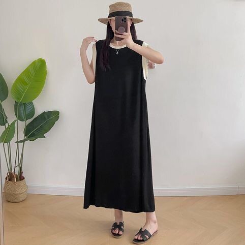 夏季韩版通勤拼色无袖连衣裙