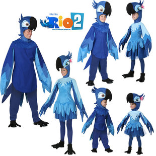 cos万圣节 里约大冒险成人儿童幼儿男女鹦鹉装扮亲子舞台表演服装