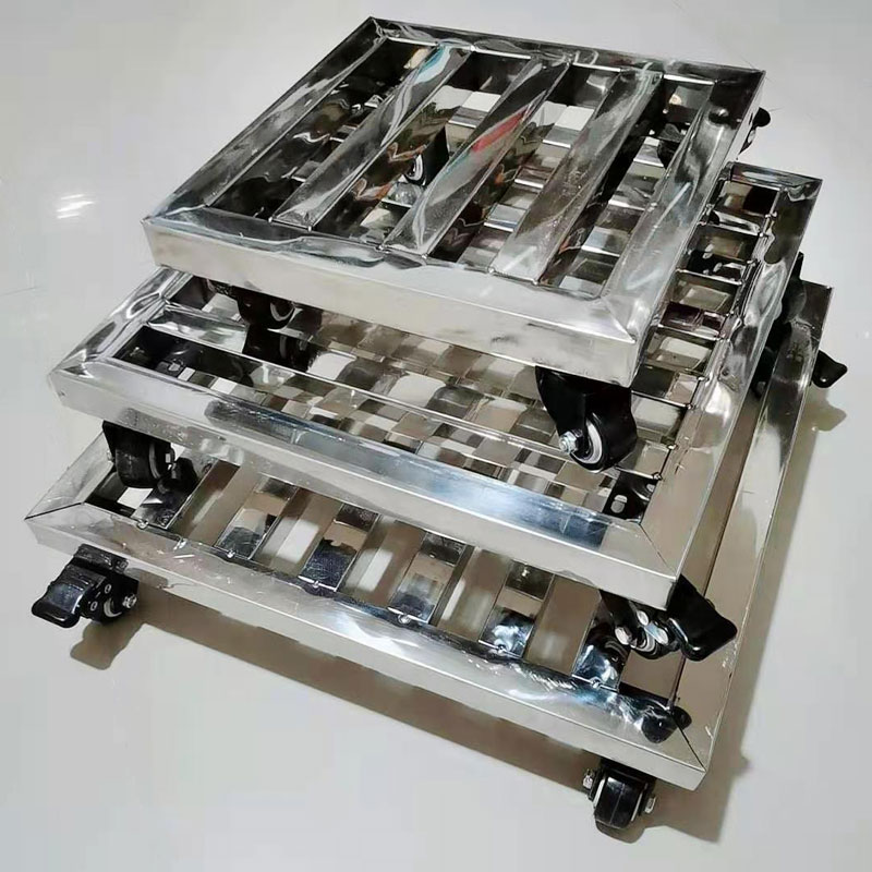 不锈钢托盘花盆底座方形可移动滚轮托架护栏鱼缸架万向轮底托带轮