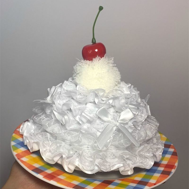 奶油樱桃洛丽塔生日帽发夹