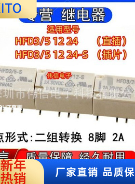 适用HFD3/24-SHFD3-2微小型HFD3-5-S信号继电器二组转换8脚DC24V