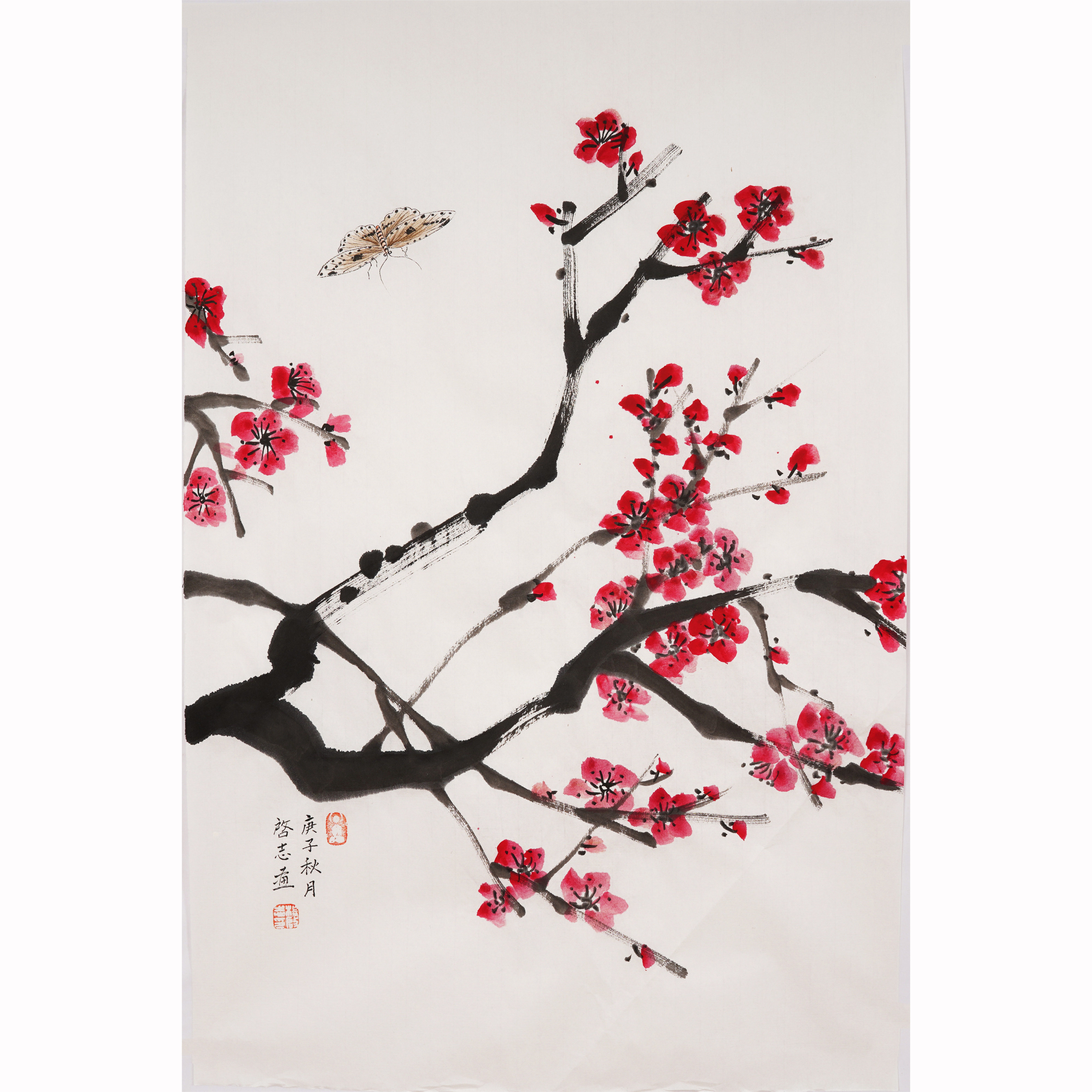 国画水墨画梅花竹子手绘花鸟画齐派小虫玄关装饰画青年画家杨启志