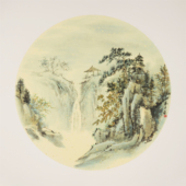 三尺斗方山水已裱卡纸水墨画中式 客厅办公室挂画石玉夫真迹00011