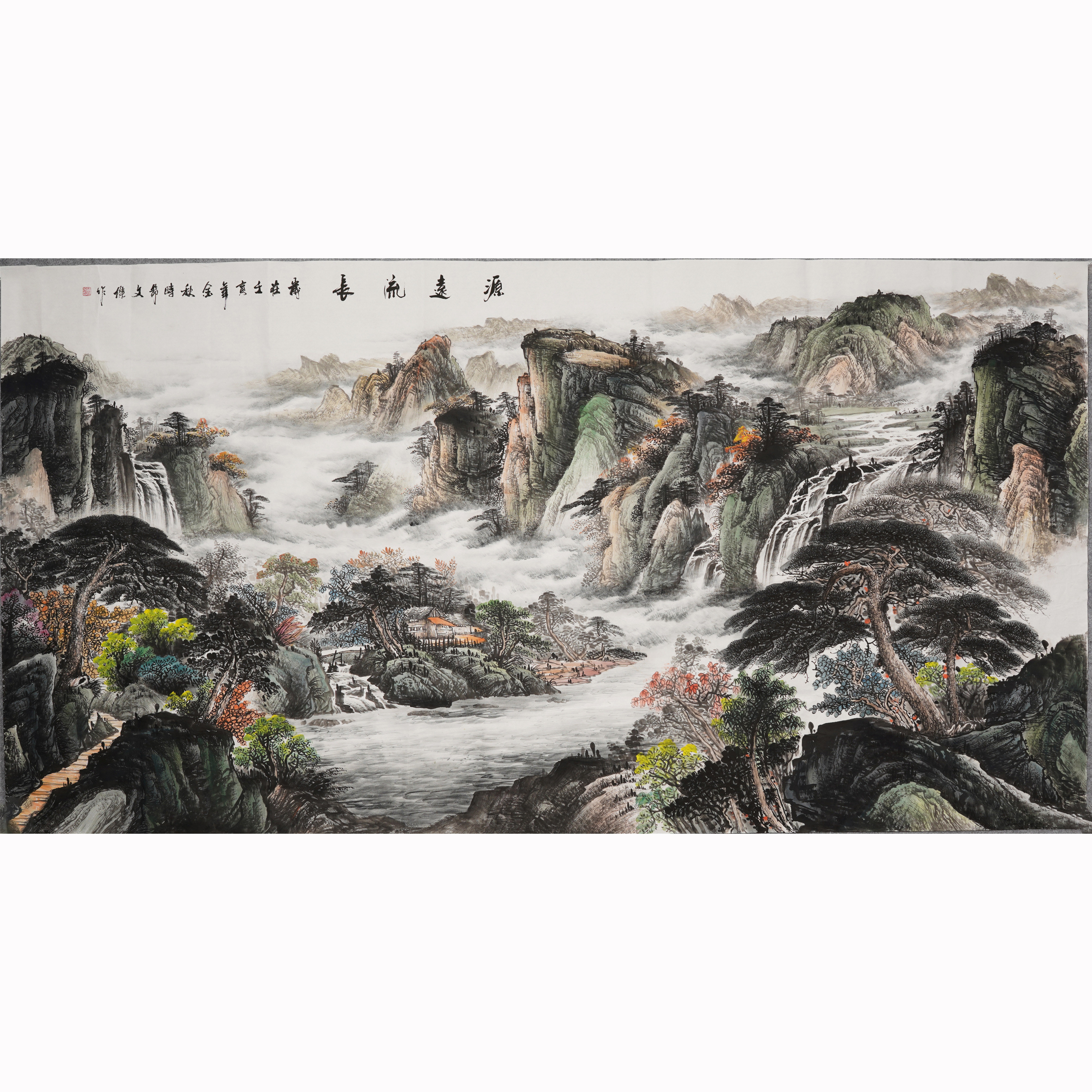 纯手绘国画客厅办公室水墨山水