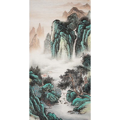 纯手绘无款不题款玄关山水画