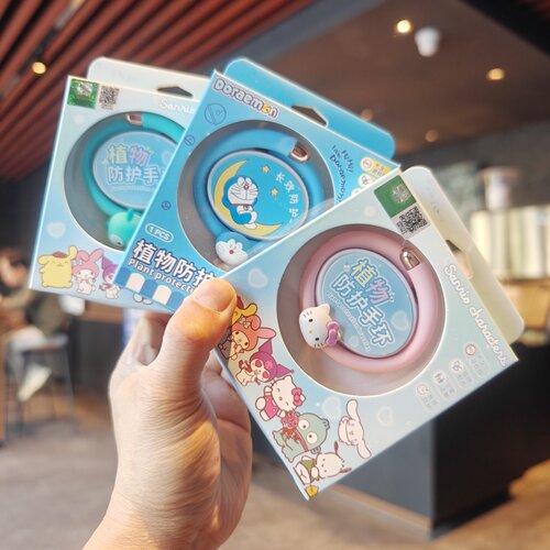 伊藤家正版授权三丽鸥多啦A梦丑鱼凯蒂猫驱蚊防蚊公仔头硅胶手环