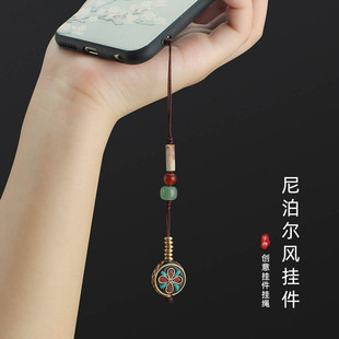 复古手机链挂绳短款个性创意小吊坠挂件招财好运U盘防丢包包挂饰