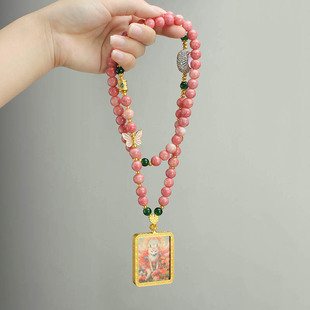 藏饰金色唐卡狐仙吊坠项链挂链新中式国风长款毛衣链女民族风配饰