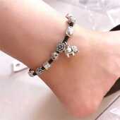 民族风复古藏银十全十美大象脚链手工编织简约可调节手链百搭配饰