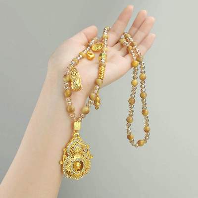 转动葫芦项链百搭高档毛衣链女