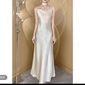 法式 吊带连衣裙女鱼尾裙春夏季 醋酸缎面轻奢高级感气质显瘦长裙子