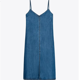 1416 女装 025 Z1975 1416025 ZA家 牛仔吊带迷笛连衣裙 新款