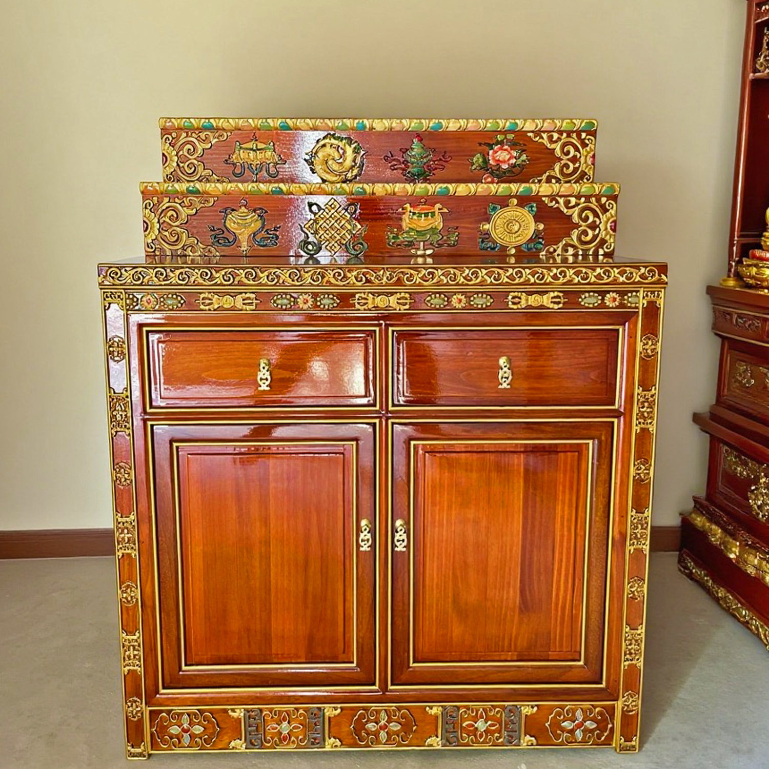 香案阶梯佛台佛龛雕刻彩绘供台