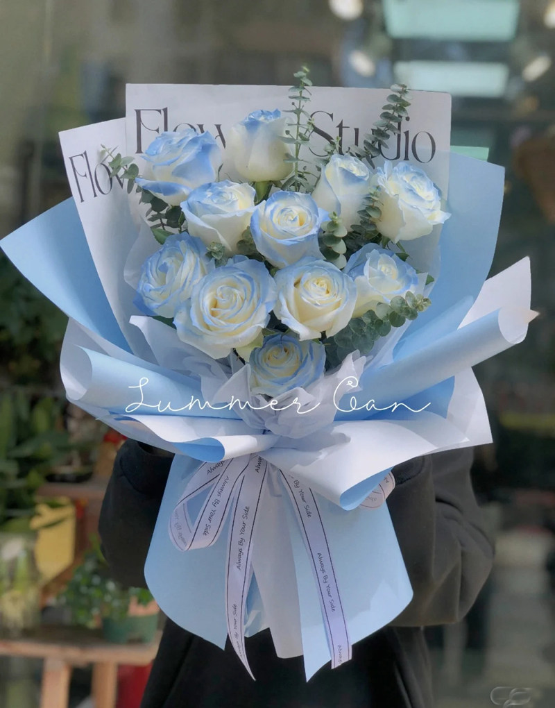 碎冰蓝玫瑰上海静安鲜花同城速递上海花店送花上门生日礼物
