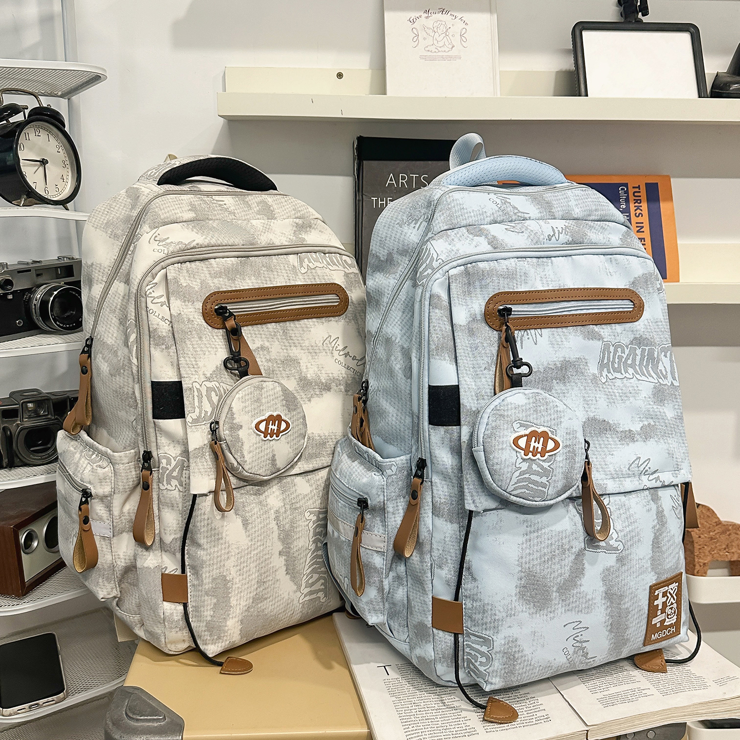 书包女生蓝色高颜值双肩包