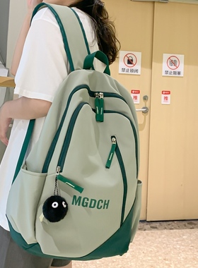 中学生书包女初中生高中生简约背包2024新款韩版夏季大学生双肩包