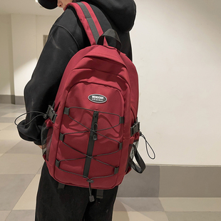书包女生初中生港风高级感大容量双肩包高中大学生轻便旅行背包男