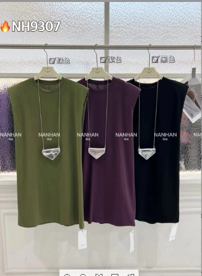 楠涵9307欧洲站夏季新款气质简约黑色坎肩无袖背心中长款连衣裙女