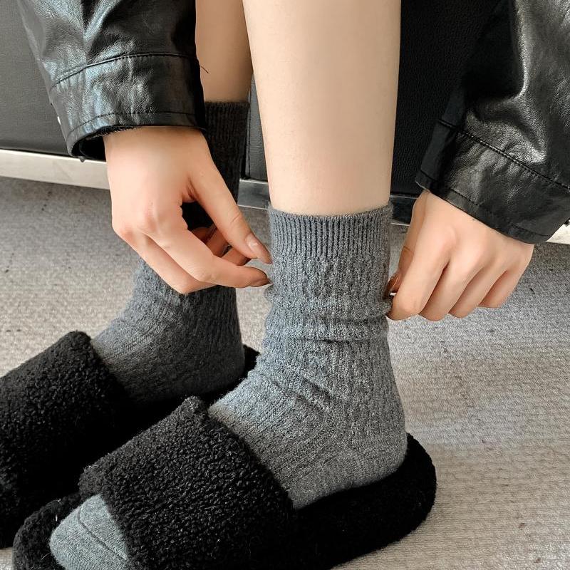韩国高级灰色中筒袜加厚保暖