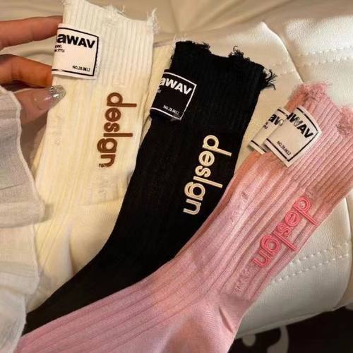 新款潮牌欧货布标春夏袜子纯棉