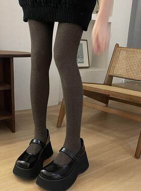 斜纹亮丝格雷系秋冬连裤袜时髦金葱银丝人字纹弹力打底芭比美腿袜