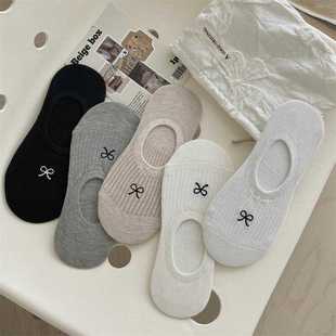 女士夏季 棉质透气卡通蝴蝶结坑条不掉跟隐形袜 船袜东大门街头韩版