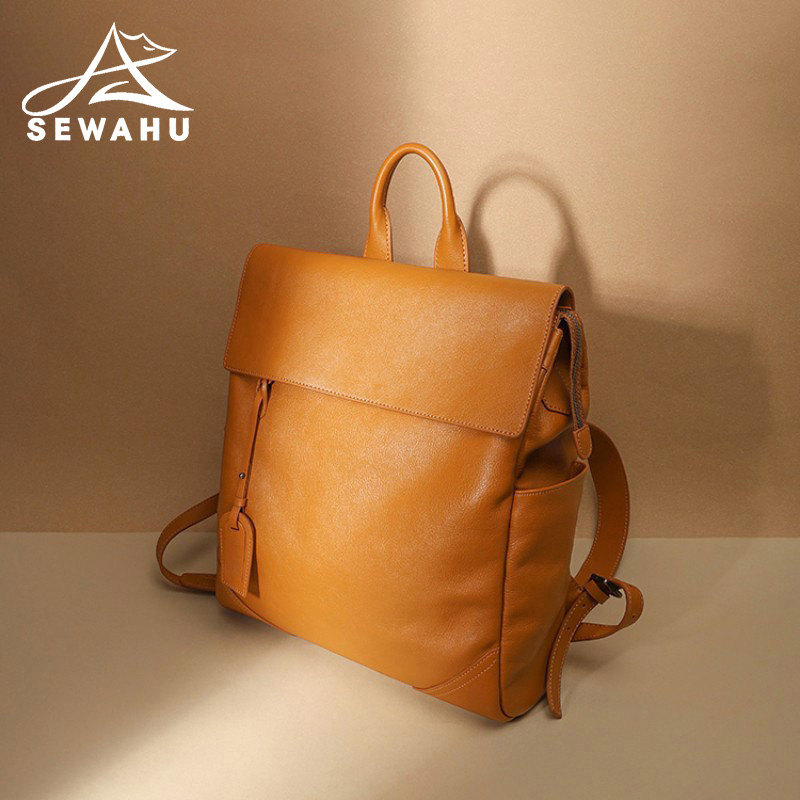 高级感小众双肩包女2025新款皮质大容量电脑背包通勤旅行学生书包