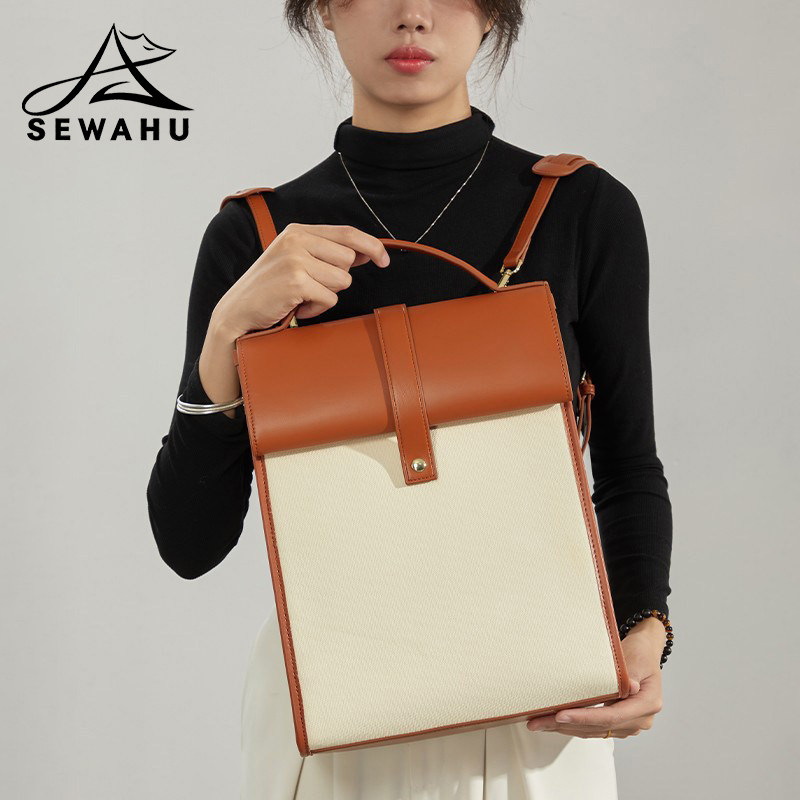 小众设计女双肩包电脑通勤女士背包真皮2026新款时尚休闲防水书包