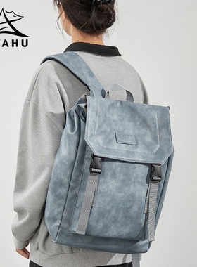 男女双肩包2025新款学生通勤电脑书包男士大容量皮质商务防水背包