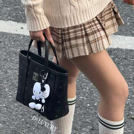 严选塔尖  新款Toni经典满印花Mini菜篮子单肩斜挎手提托特包1221