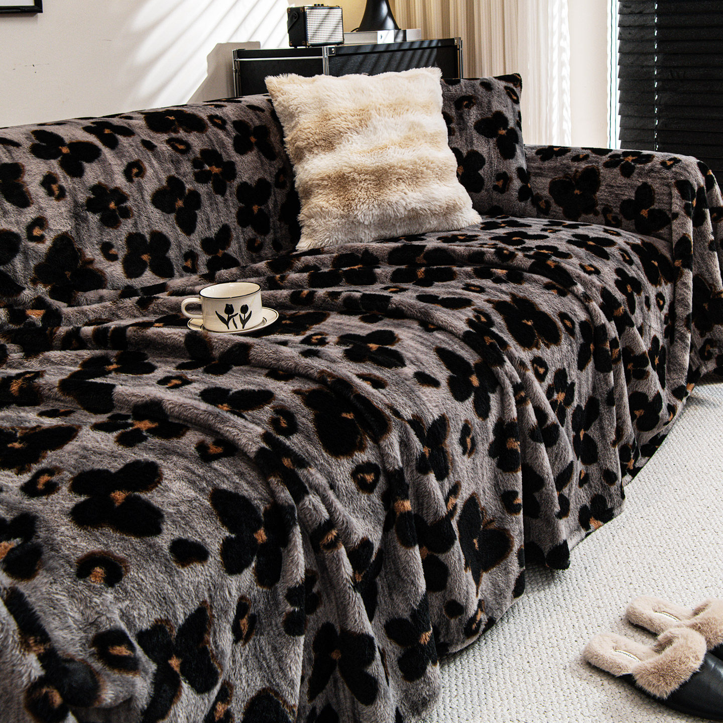 复古2025新款秋冬毛绒沙发盖布高级感一整张全盖毯皮沙发套罩盖巾,居家布艺,沙发套,淘宝优惠券,粉丝福利购,淘宝优惠卷