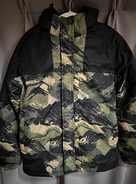 英国Mountain Warehouse迷彩防水加绒加厚登山保暖滑雪服帽可拆卸