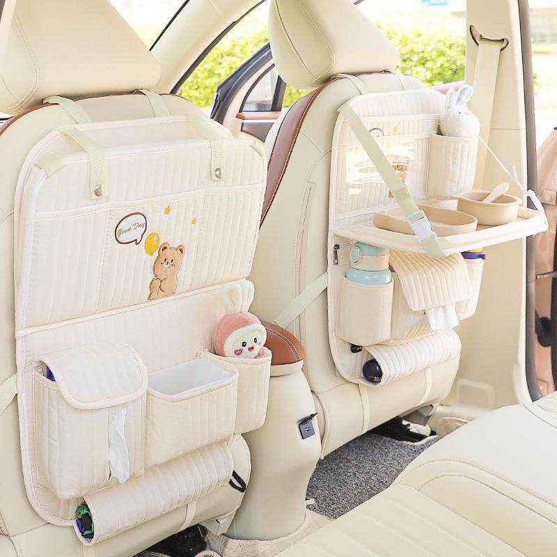 汽车座椅后背收纳袋卡通多功能车载折叠小餐桌车内椅背挂式储物箱