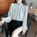 甜美碎花雪纺衬衫 秋装 法式 女装 内搭上衣 2024新款 钉珠洋气减龄长袖